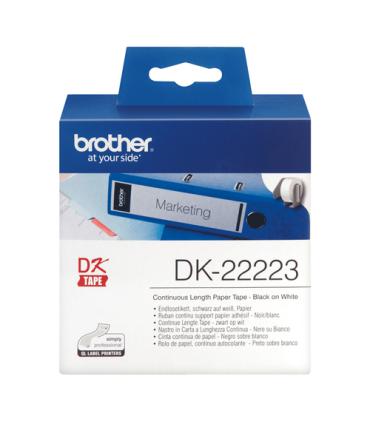 Brother DK22223 - Etiquetas Originales de Tamaño personalizado - Ancho 50mm x 30,48 metros - Texto negro sobre fondo blanco