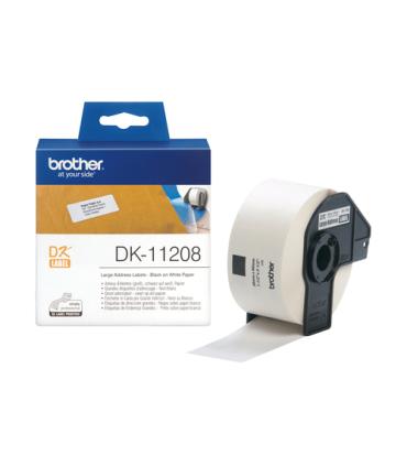 Brother DK11208 - Etiquetas Originales Precortadas de Direccion Grandes - 38x90 mm - 400 Unidades - Texto negro sobre fondo blan